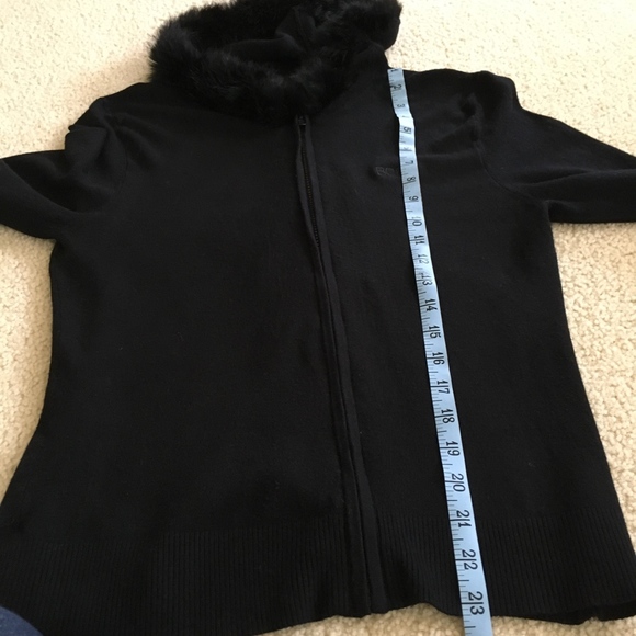BCBG Rabbit Fur Trimmed Zip Jack, Womens M - Picture 7 of 8